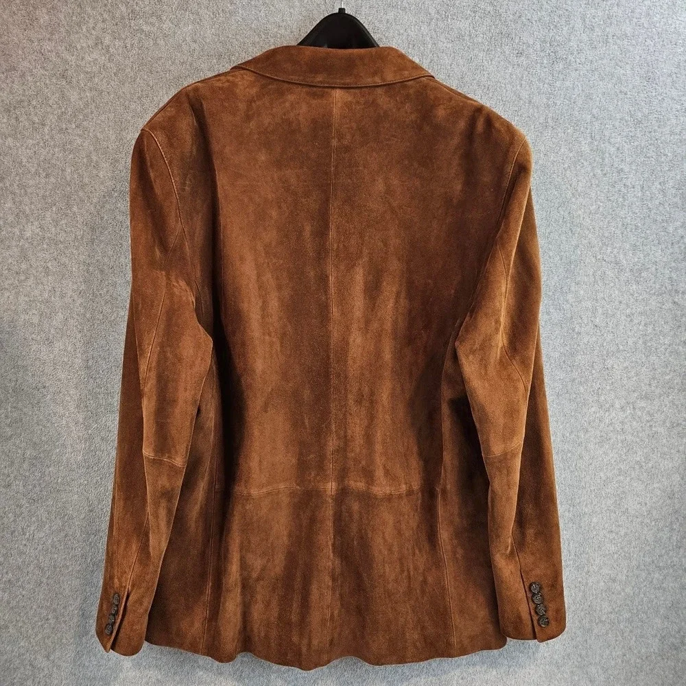 Marshall Field's Mens Brown Suede Leather Blazer Jacket 46R Vintage